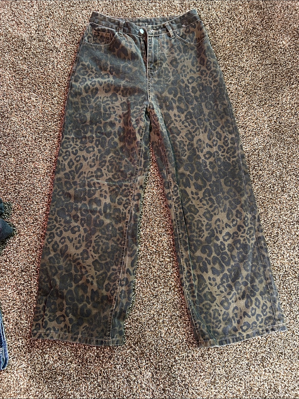SHEIN High Rise Leopard Print Wide Leg Jeans - Brown & Black